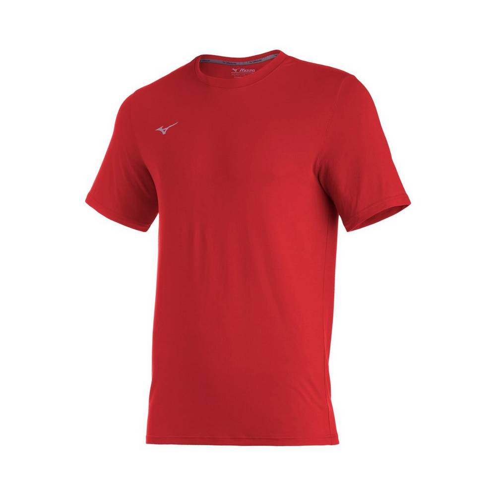 Mizuno Comp Diamond Short Sleeve Crew Férfi Futópóló Piros MRQ283619